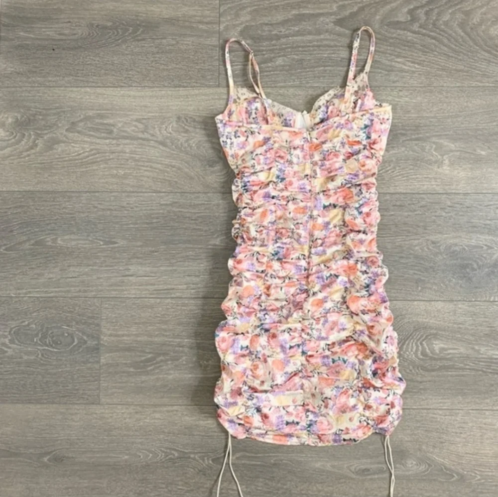 For Love & Lemons Gardenia Mini Dress Bustier Ruched Floral Pink Size XXS - Picture 5 of 7